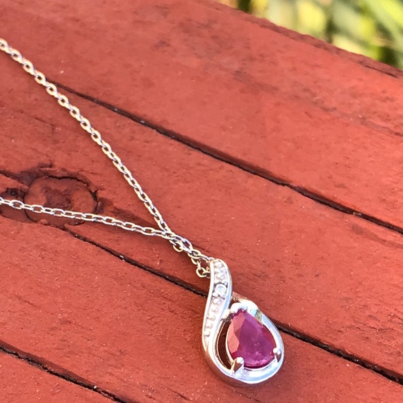 Jewelry - Sterling silver necklace with ruby pendant